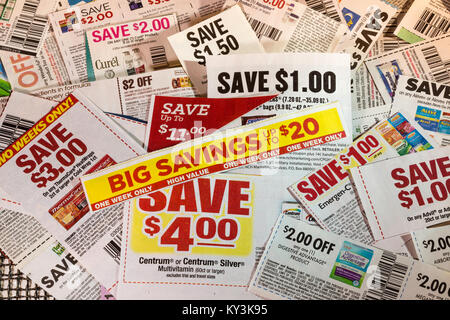 Savings Coupons, USA Stock Photo