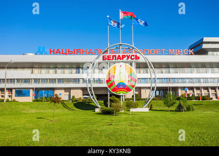 MINSK, BELARUS - MAY 05, 2016: Minsk National Airport former name Minsk-2 is the main international airport in Belarus located 42 km to the east of th Stock Photo