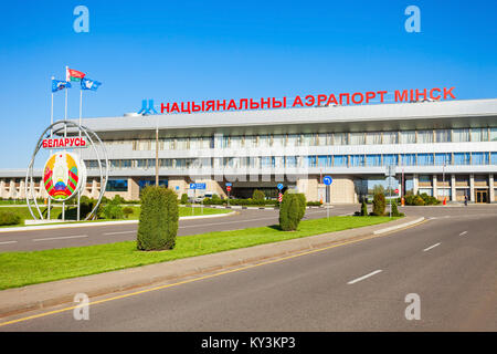 MINSK, BELARUS - MAY 05, 2016: Minsk National Airport former name Minsk-2 is the main international airport in Belarus located 42 km to the east of th Stock Photo