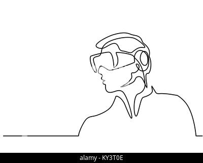 Man wearing virtual reality goggles Stock Vector
