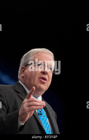 Secretary of State for Transport Patrick McLoughlin MP, addressing delegates on the second day of the Conservative Party annual conference in Manchester. The conference took place between 4-7th October and was the first one since the Conservatives won the 2015  UK General Election. Stock Photo