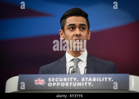 Harrow Borough councillor Ameet Jogia addressing delegates on the second day of the Conservative Party annual conference in Manchester. The conference took place between 4-7th October and was the first one since the Conservatives won the 2015  UK General Election. Stock Photo