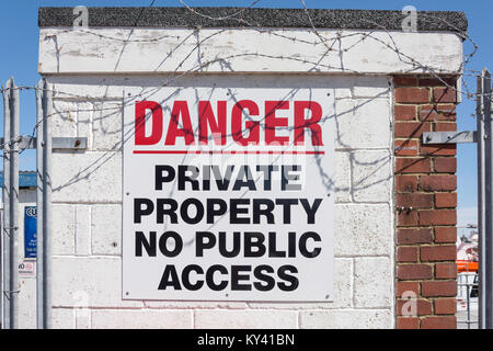 Danger, no public access sign, West Quay, Newhaven, East Sussex, England, United Kingdom
