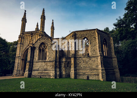 The partially destroyed Anglican Chapel on the Nunhead Cemetery, Southwark, London Stock Photo