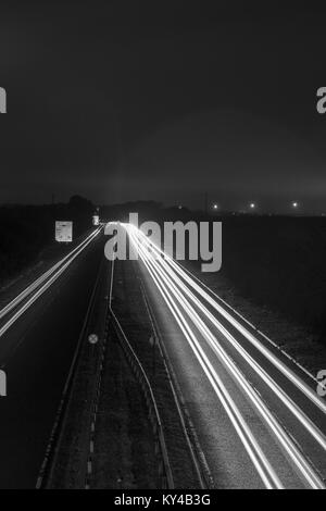 Light trails of the A189 Stock Photo