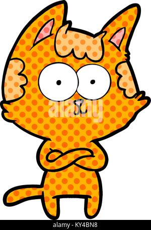 happy cartoon cat with crossed arms Stock Vector