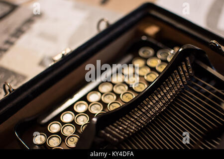 Close up of the letters on an old typewriter. Stock Photo