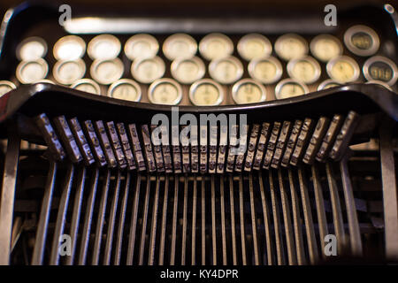 Close up of the letters on an old typewriter. Stock Photo
