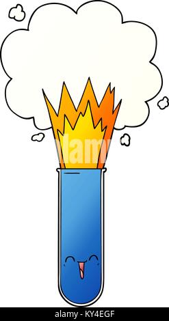 cartoon exploding chemicals in test tube Stock Vector