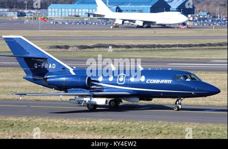G-FRAD, a Dassault Falcon 20 operated by Cobham Aviation Services, at Prestwick Airport during Exercise Joint Warrior 13-1. Stock Photo