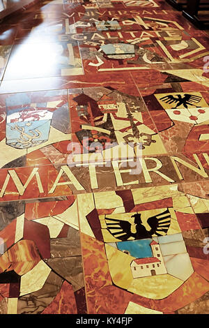 NAZARETH, ISRAEL - SEPTEMBER 21, 2017: Floor in the Basilica of the Annunciation Stock Photo