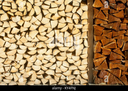 Schweiz, Engadin, Vulpera bei Bad Scuol, Holzstoss Stock Photo