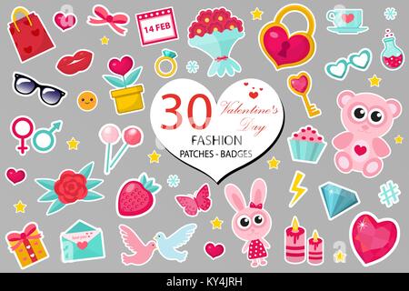 Set of romantic vector love stickers for daily planner, diary or  scrapbooking design elements. Collection of cute objects with love concept,  vector illustration Stock Vector Image & Art - Alamy