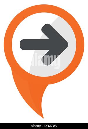 Right arrow orange pin vector icon Stock Vector