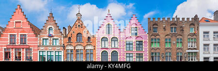 Houses at Market square in Bruges Stock Photo