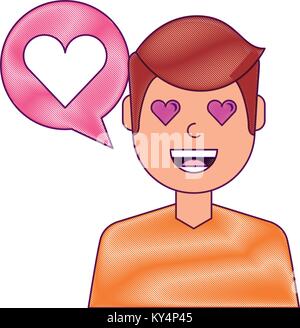 man with love heart in speech bubble vector illustration Stock Vector