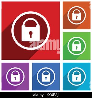 Padlock vector icons. Secure flat design colorful illustrations for web designers and mobile applications in eps 10 Stock Vector