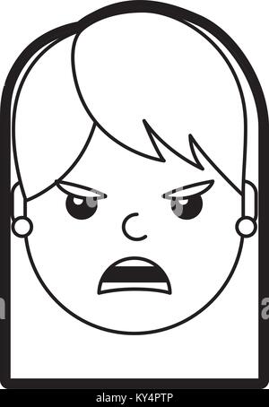 pretty woman angry frustrated facial expression cartoon vector ...