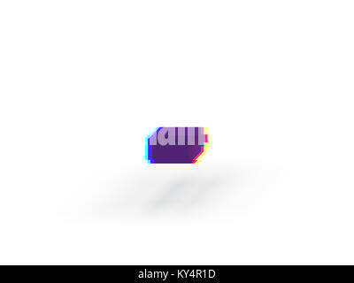 3D realistic glitch symbol dash minus with soft shadow isolated on white background - Path selection on file. Stock Photo