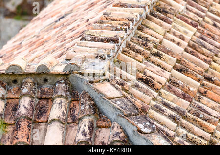 Old Italian terracotta roof tiles Stock Photo