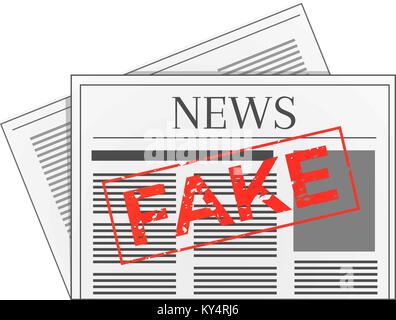 Newspaper icon marked with fake red grunge stamp Stock Vector