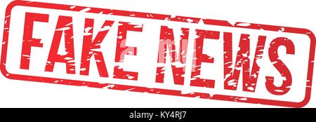 Fake news red grunge stamp illustration on white background Stock Vector