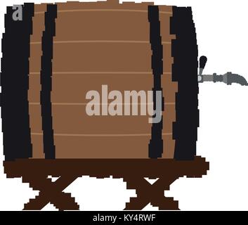 Pixelated wooden beer barrel Stock Vector
