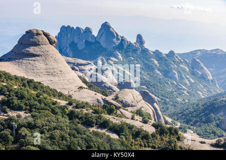 Strange rock formations in Montserrat Mountain, Catalonia, Spain Stock Photo