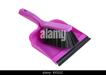 Dustpan and hand brush isolated on white Stock Photo