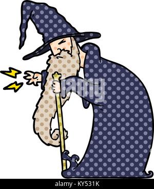 wizard casting a spell cartoon illustration Stock Vector Image & Art ...