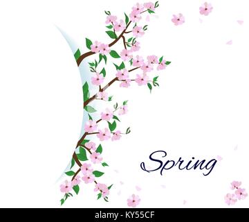 spring flowering branches of trees Stock Vector