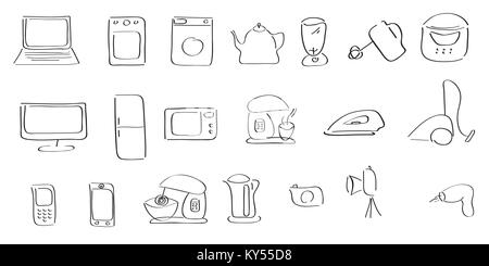 hand-drawing icons of home appliances Stock Vector