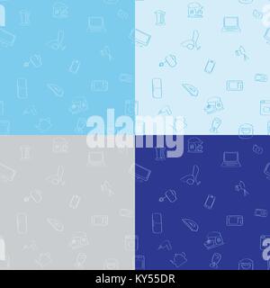 seamless pattern from contours of household appliances Stock Vector