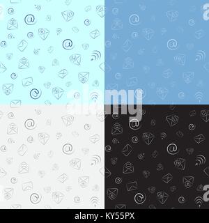 emails seamless pattern in 4 colors Stock Vector