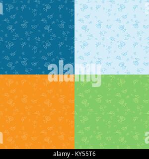 seamless pattern with daisies in 4 colors Stock Vector