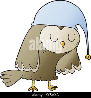 cartoon owl sleeping Stock Vector