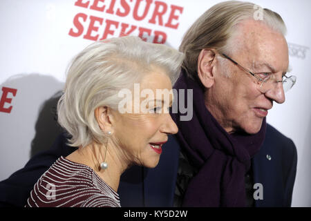 New York City. 11th Jan, 2018. Helen Mirren and Donald Sutherland attend 'The Leisure Seeker' New York Screening at AMC Loews Lincoln Square on January 11, 2018 in New York City. | Verwendung weltweit/picture alliance Credit: dpa/Alamy Live News Stock Photo