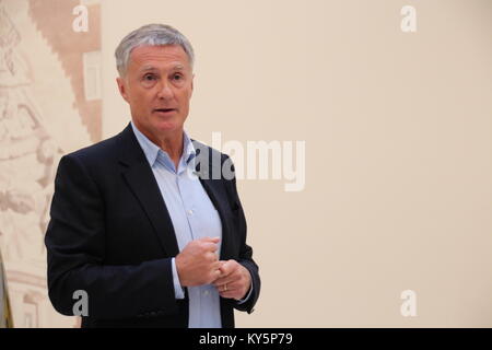 New York, USA. 12th Jan, 2018. German gallery owner David Zwirner speaking during a press conference at his gallery in New York, USA, 12 January 2018. Credit: Christina Horsten/dpa/Alamy Live News Stock Photo