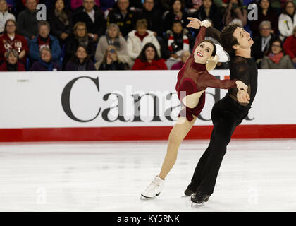 Vancouver, British Columbia, Canada. 13th Jan, 2018. TESSA VIRTUE and SCOTT MOIR skates in the Ice Dance Free Program during the 2018 Canadian Tire National Figure Skating Championships at Doug Mitchell Thunderbird Sports Centre on January 13, 2018 in Vancouver, BC, Canada. Credit: Andrew Chin/ZUMA Wire/ZUMAPRESS.com/Alamy Live News Stock Photo