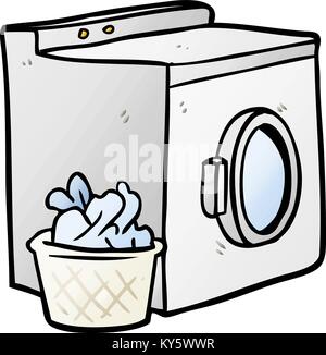 cartoon washing machine and laundry Stock Vector