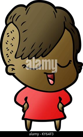 happy girl cartoon illustration Stock Vector Image & Art - Alamy