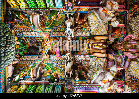 TRINCOMALEE, SRI LANKA - FEBRUARY 15, 2017: Pathirakali Amman Temple or Pathrakali Ambal Kovil interior. It's a Hindu temple dedicated to goddess Bhad Stock Photo