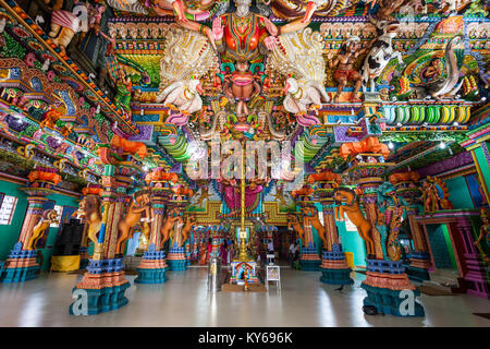 TRINCOMALEE, SRI LANKA - FEBRUARY 15, 2017: Pathirakali Amman Temple or Pathrakali Ambal Kovil interior. It's a Hindu temple dedicated to goddess Bhad Stock Photo