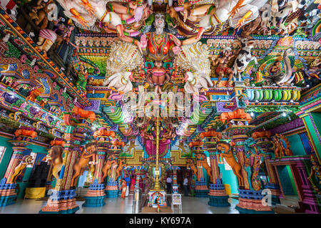 TRINCOMALEE, SRI LANKA - FEBRUARY 15, 2017: Pathirakali Amman Temple or Pathrakali Ambal Kovil interior. It's a Hindu temple dedicated to goddess Bhad Stock Photo