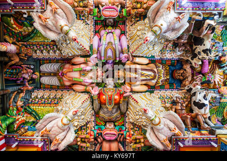 TRINCOMALEE, SRI LANKA - FEBRUARY 15, 2017: Pathirakali Amman Temple or Pathrakali Ambal Kovil interior. It's a Hindu temple dedicated to goddess Bhad Stock Photo