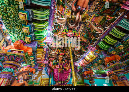 TRINCOMALEE, SRI LANKA - FEBRUARY 15, 2017: Pathirakali Amman Temple or Pathrakali Ambal Kovil interior. It's a Hindu temple dedicated to goddess Bhad Stock Photo