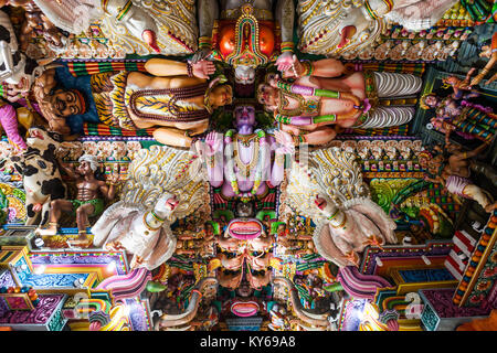 TRINCOMALEE, SRI LANKA - FEBRUARY 15, 2017: Pathirakali Amman Temple or Pathrakali Ambal Kovil interior. It's a Hindu temple dedicated to goddess Bhad Stock Photo