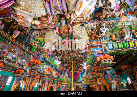 TRINCOMALEE, SRI LANKA - FEBRUARY 15, 2017: Pathirakali Amman Temple or Pathrakali Ambal Kovil interior. It's a Hindu temple dedicated to goddess Bhad Stock Photo