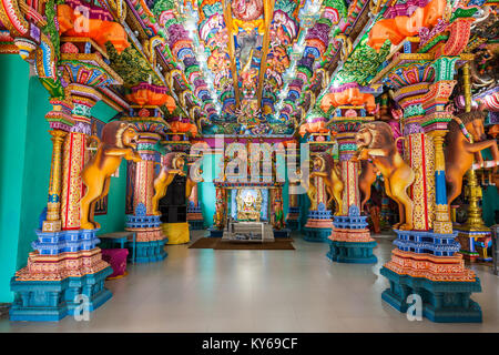 TRINCOMALEE, SRI LANKA - FEBRUARY 15, 2017: Pathirakali Amman Temple or Pathrakali Ambal Kovil interior. It's a Hindu temple dedicated to goddess Bhad Stock Photo