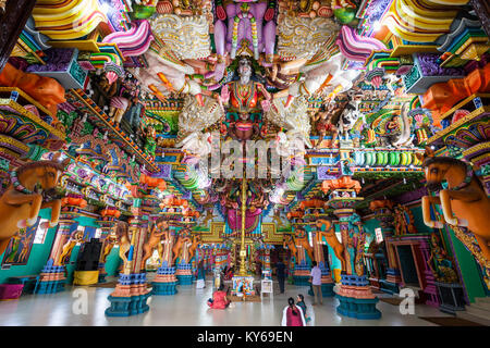 TRINCOMALEE, SRI LANKA - FEBRUARY 15, 2017: Pathirakali Amman Temple or Pathrakali Ambal Kovil interior. It's a Hindu temple dedicated to goddess Bhad Stock Photo